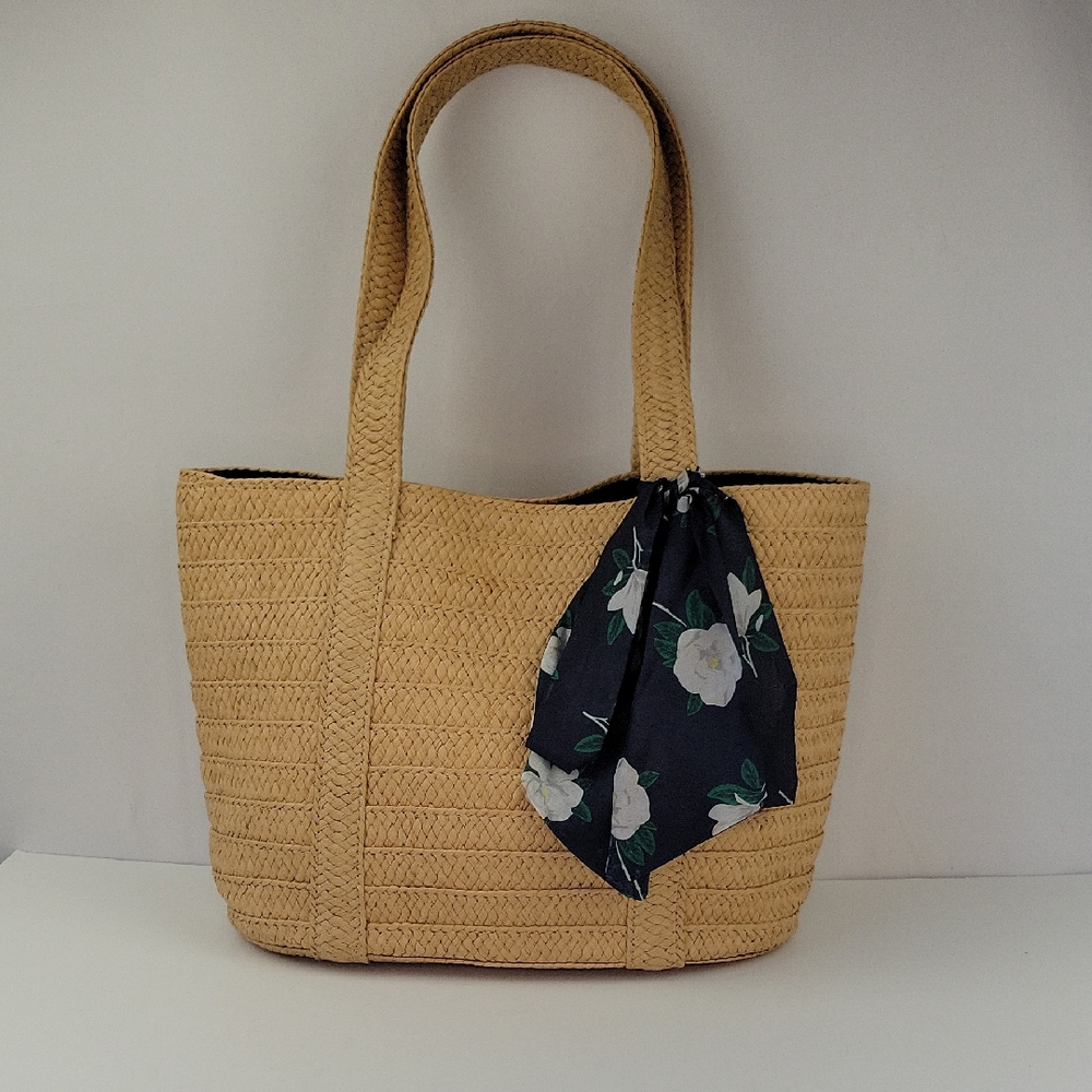 Draper James Everyday Straw Bag With Scarf Accent